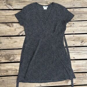 Vintage 90s Dress Sz 11 Black Polka Dots V Neck Knee Length Goth Punk Preppy